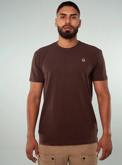 CAMISETA ALGODÓN CAFÉ LOGO BORDADO