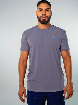 CAMISETA ALGODON GRIS LOGO BORDADO