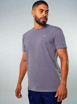 CAMISETA ALGODON GRIS LOGO BORDADO