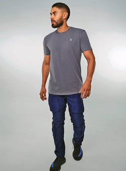 CAMISETA ALGODON GRIS LOGO BORDADO