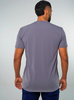 CAMISETA ALGODON GRIS LOGO BORDADO