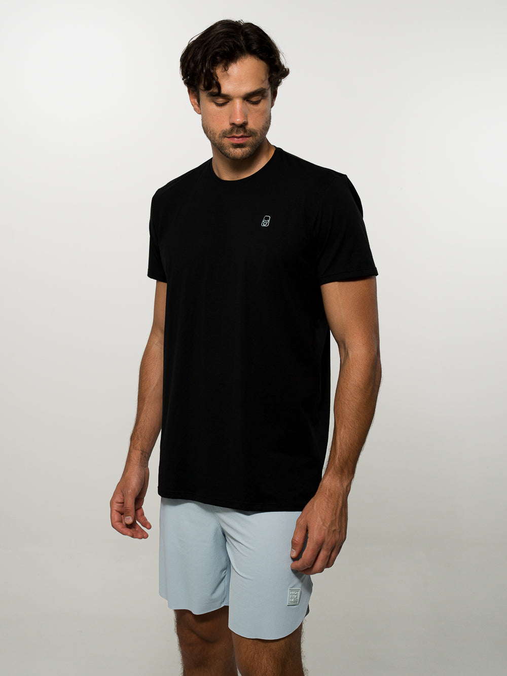 Camiseta Algodón Logo Bordado Negro