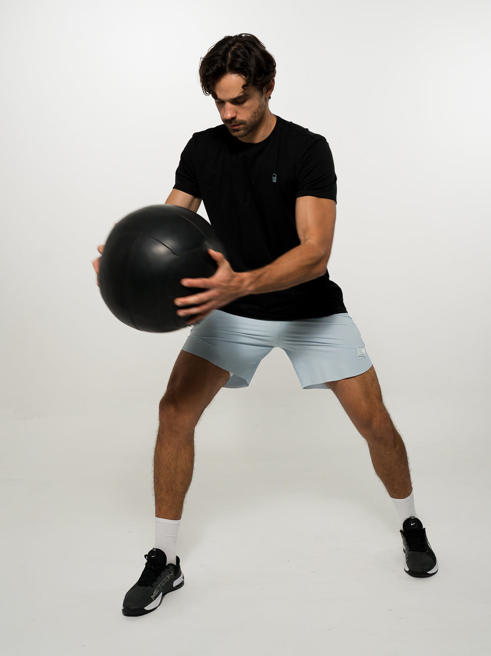 Camiseta Algodón Logo Bordado Negro