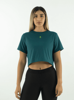CROP TOP TELA FRÍA VERDE ESMERALDA