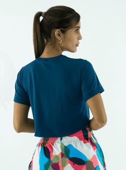 CROP TOP TELA FRÍA AZUL PETROLEO