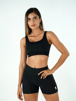 Conjunto Short Pretina Alta Y Top U Básico Negro