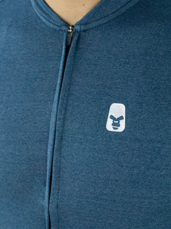 JERSEY AZUL SLIM MANGA CORTA GRIS