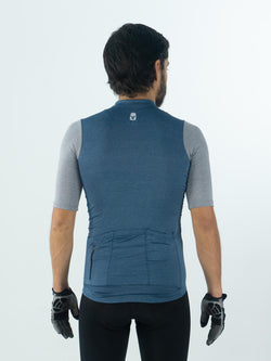 JERSEY AZUL SLIM MANGA CORTA GRIS