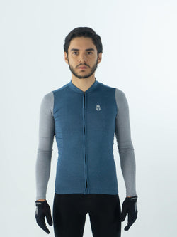 JERSEY AZUL SLIM MANGA LARGA GRIS