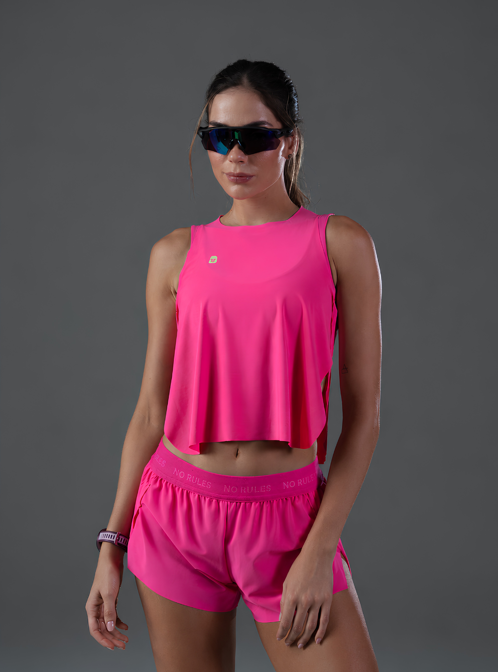 Pleat Tank Top Neon Pink