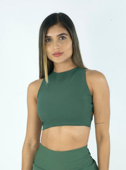 TOP TRENZA VERDE MILITAR