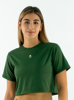 CROP TOP TELA FRÍA VERDE MILITAR